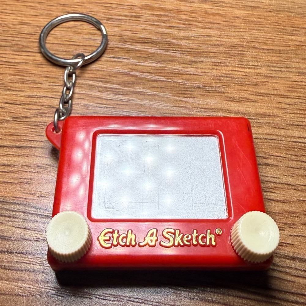 Etch A Sketch 1994 Basic Fun Keychain Vintage Mini Red Tested Working